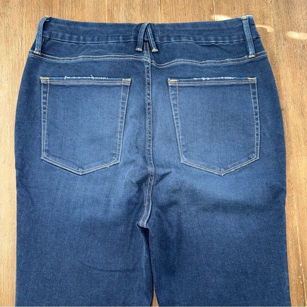 Good American Good Waist Skinny Jeans Raw Hem Plus Size Dark Blue - Picture 11 of 14